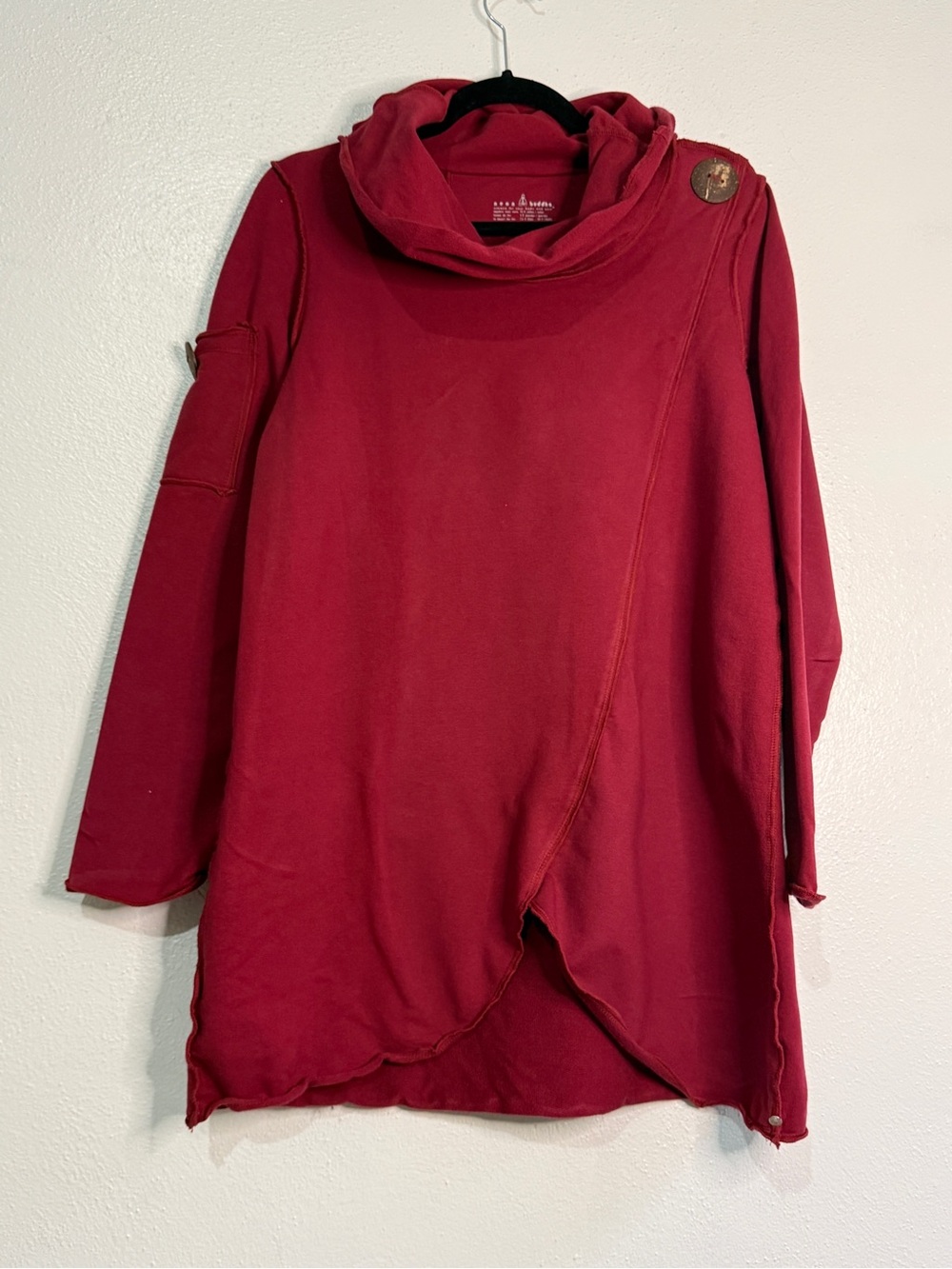 Neon Buddha Maroon Asymmetric Cowl Neck Tunic Top. Sz S.